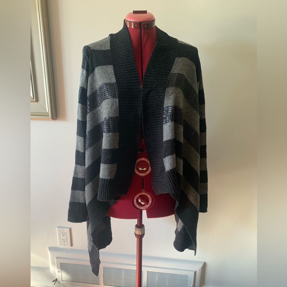 ANGORA BLEND STRIPED CARDIGAN